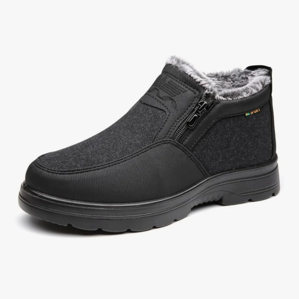 Men Snow Boots Wide Toe Fur Lined Minimalist No-slip